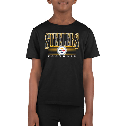 Pittsburgh Steelers NFL Youth Overtime Blueprint Football T-Shirt Unisex Tag Free Comfortable - Black