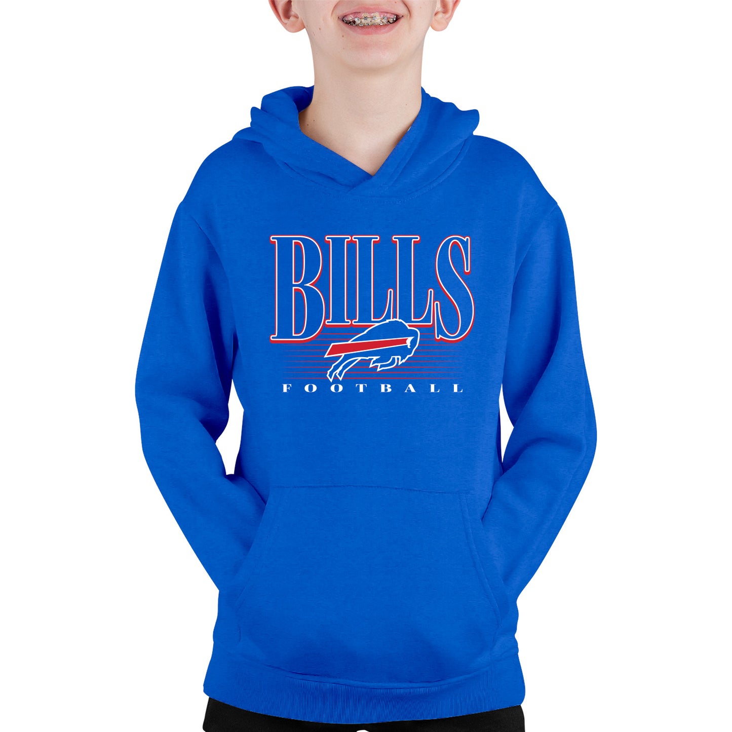 Buffalo Bills NFL Youth Overtime Blueprint Football Fleece Hooded Sweatshirt - Royal