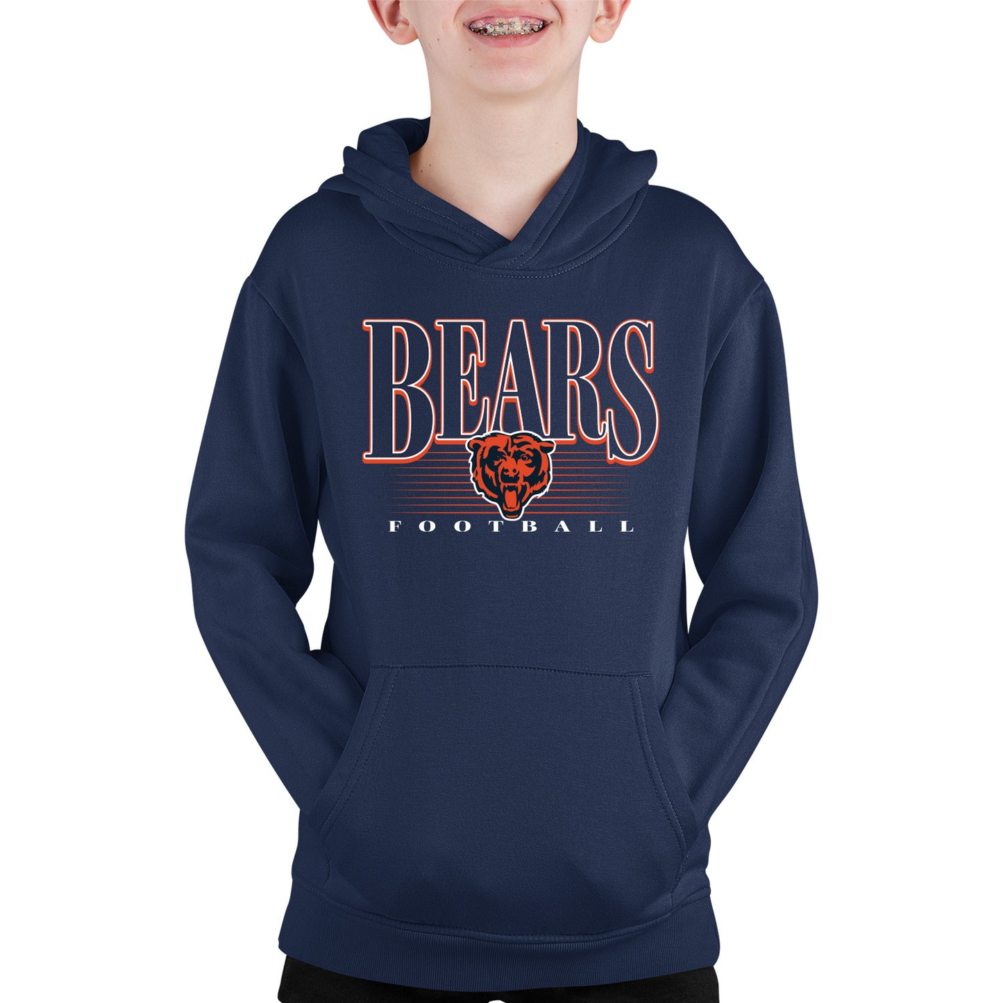 Chicago Bears NFL Youth Overtime Blueprint Football Fleece Hooded Sweatshirt - Navy