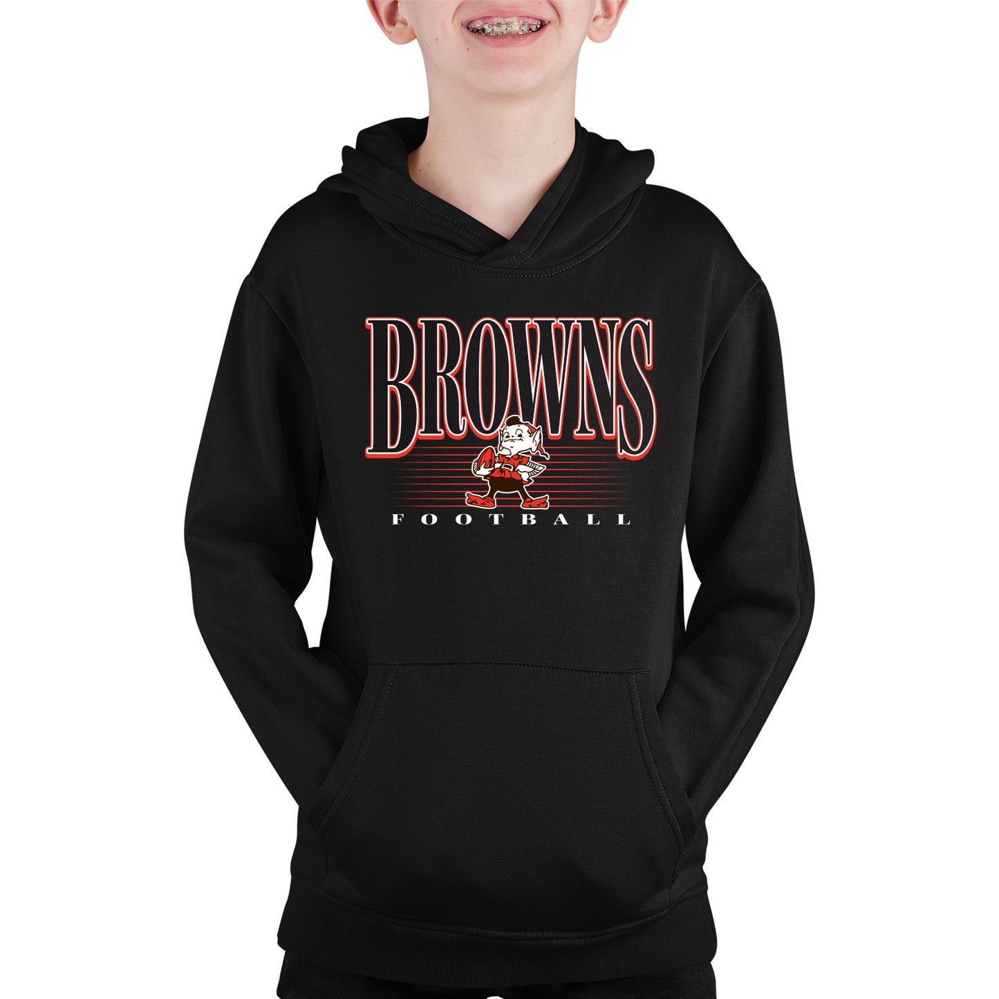 Cleveland Browns NFL Youth Overtime Blueprint Football Fleece Hooded Sweatshirt - Black