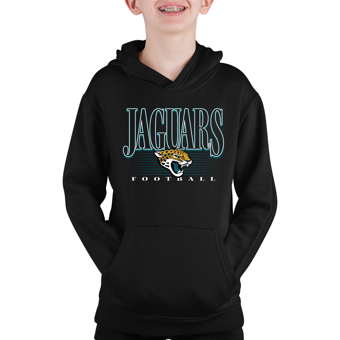 Jacksonville Jaguars NFL Youth Overtime Blueprint Football Fleece Hooded Sweatshirt - Black