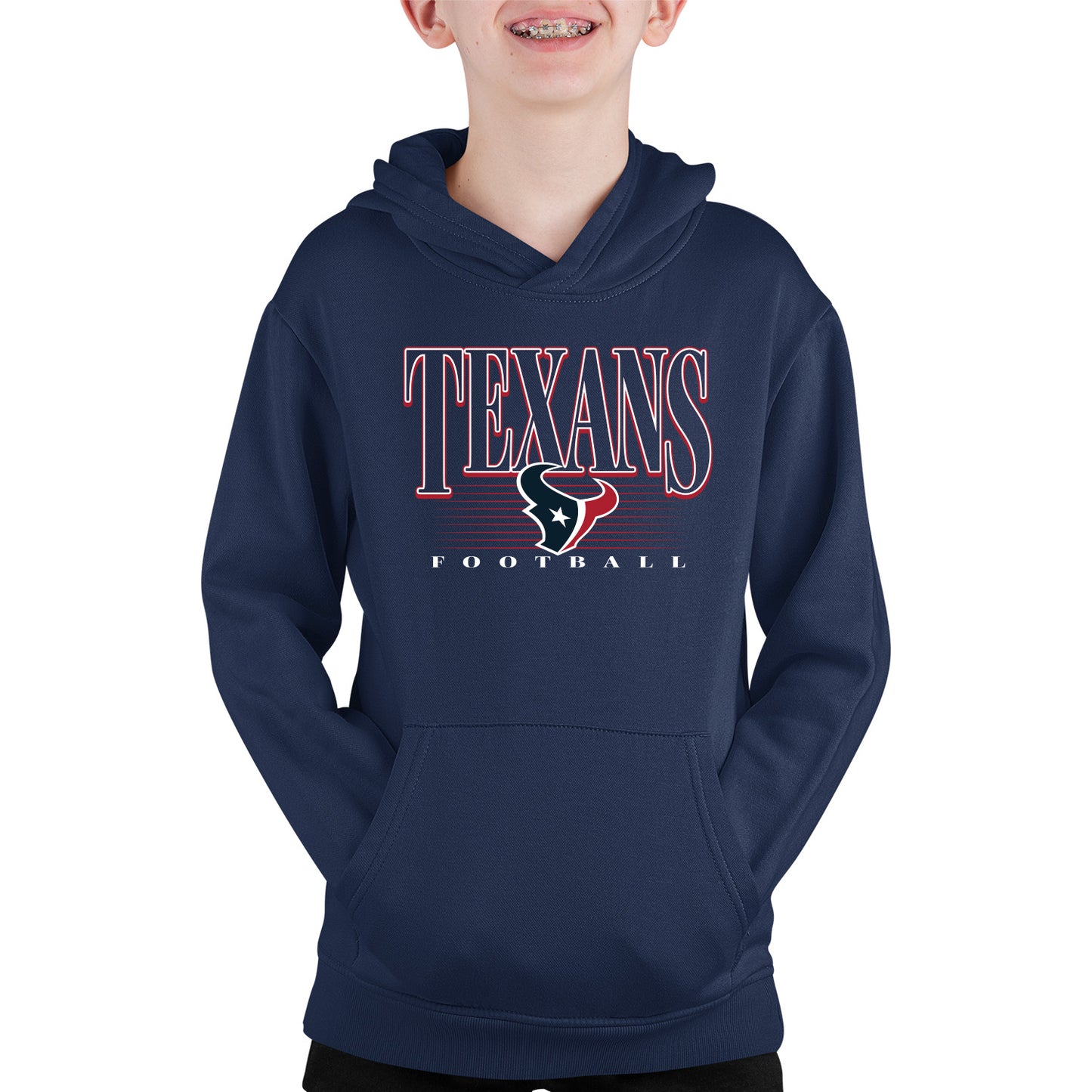 Houston Texans NFL Youth Overtime Blueprint Football Fleece Hooded Sweatshirt - Navy