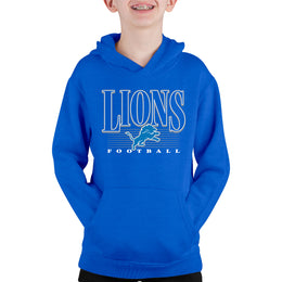Detroit Lions NFL Youth Overtime Blueprint Football Fleece Hooded Sweatshirt - Royal