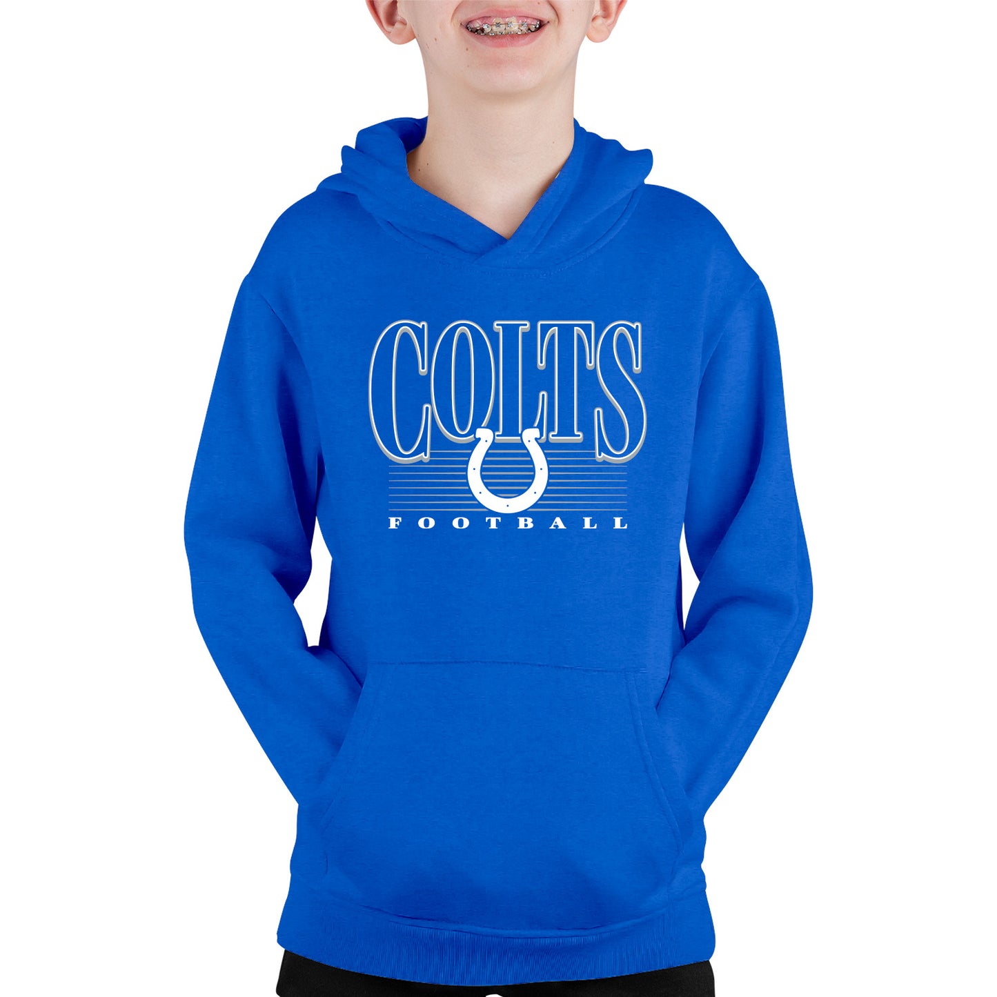 Indianapolis Colts NFL Youth Overtime Blueprint Football Fleece Hooded Sweatshirt - Royal