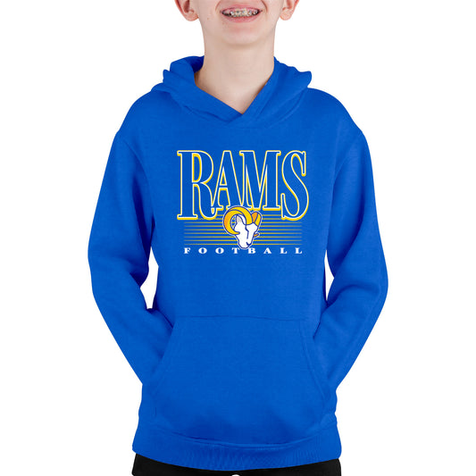 Los Angeles Rams NFL Youth Overtime Blueprint Football Fleece Hooded Sweatshirt - Royal