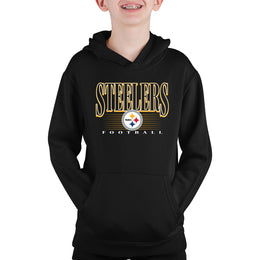 Pittsburgh Steelers NFL Youth Overtime Blueprint Football Fleece Hooded Sweatshirt - Black