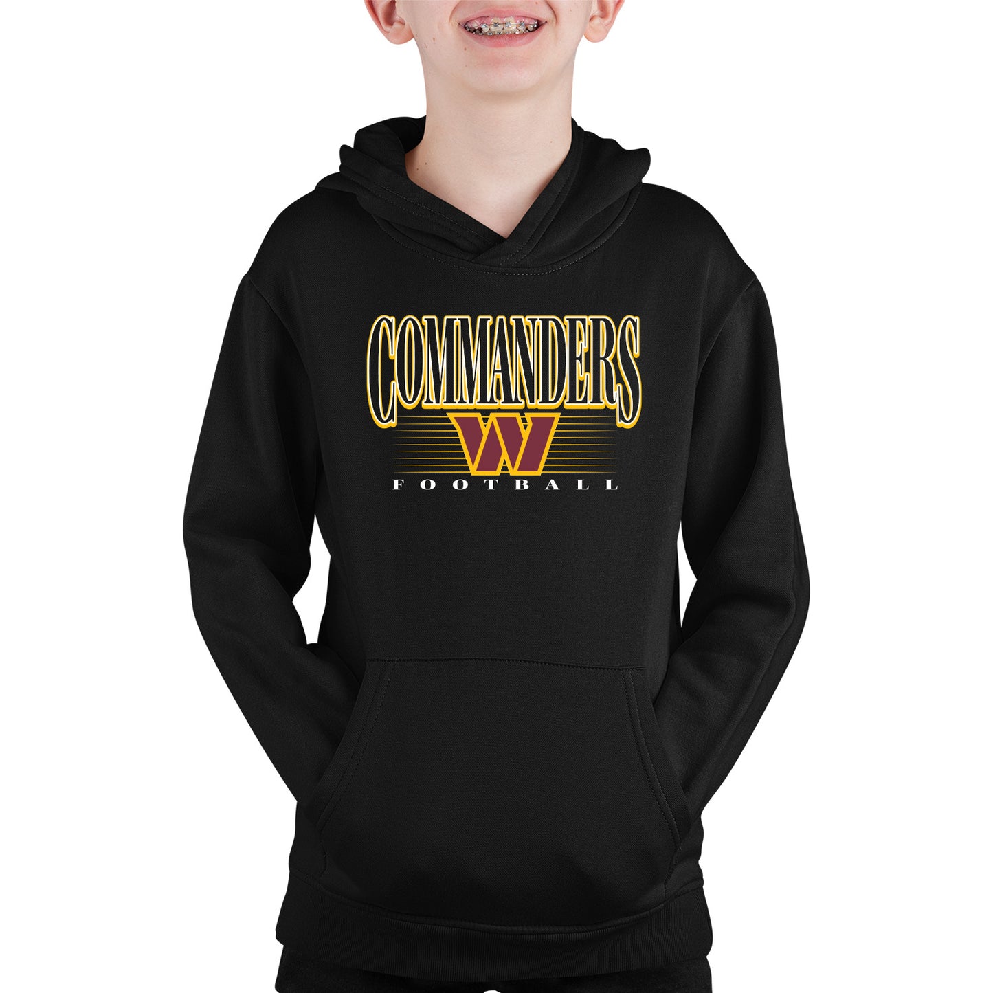 Washington Commanders NFL Youth Overtime Blueprint Football Fleece Hooded Sweatshirt - Black