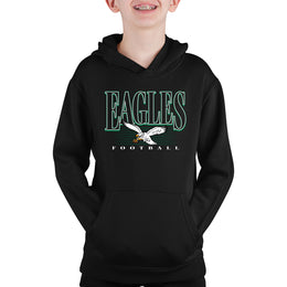 Philadelphia Eagles NFL Youth Overtime Blueprint Football Fleece Hooded Sweatshirt - Black