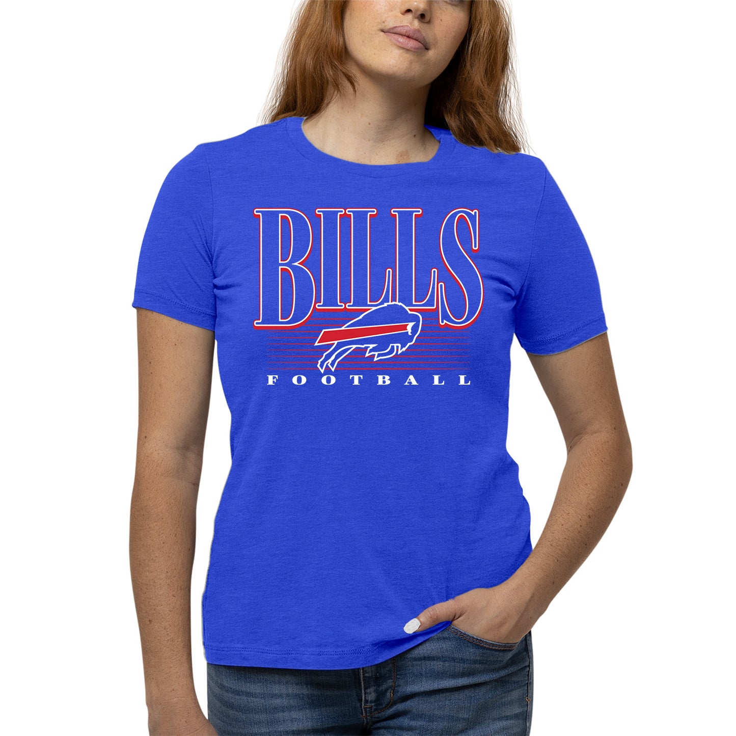 Buffalo Bills NFL Womens Overtime Blueprint Tag-Less T-Shirt - Royal