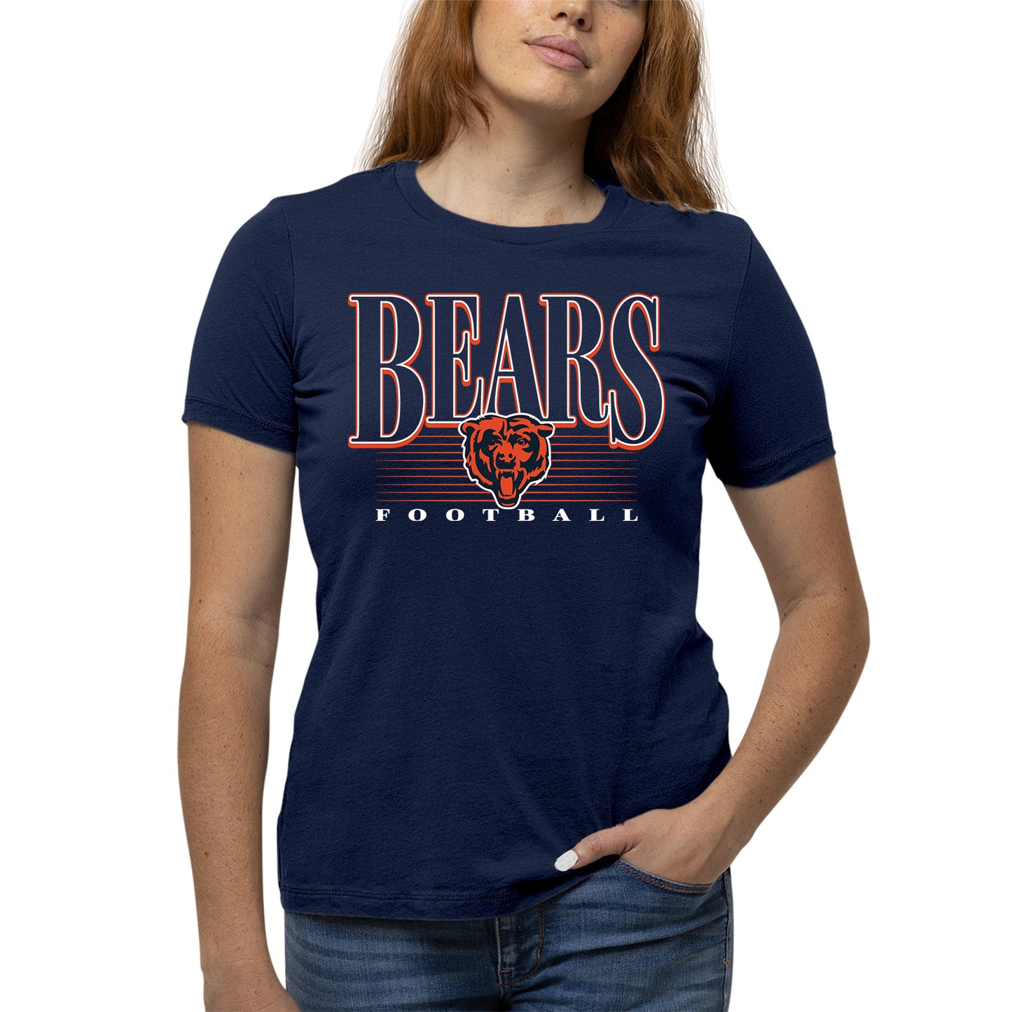 Chicago Bears NFL Womens Overtime Blueprint Tag-Less T-Shirt - Navy