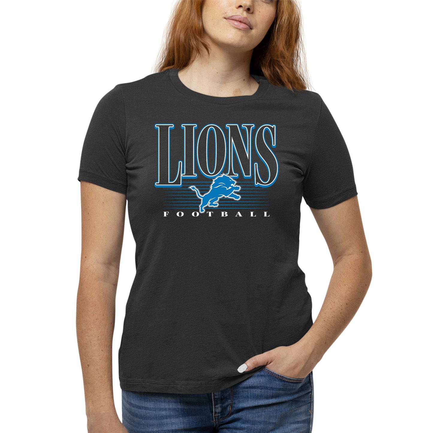 Detroit Lions NFL Womens Overtime Blueprint Tag-Less T-Shirt - Black