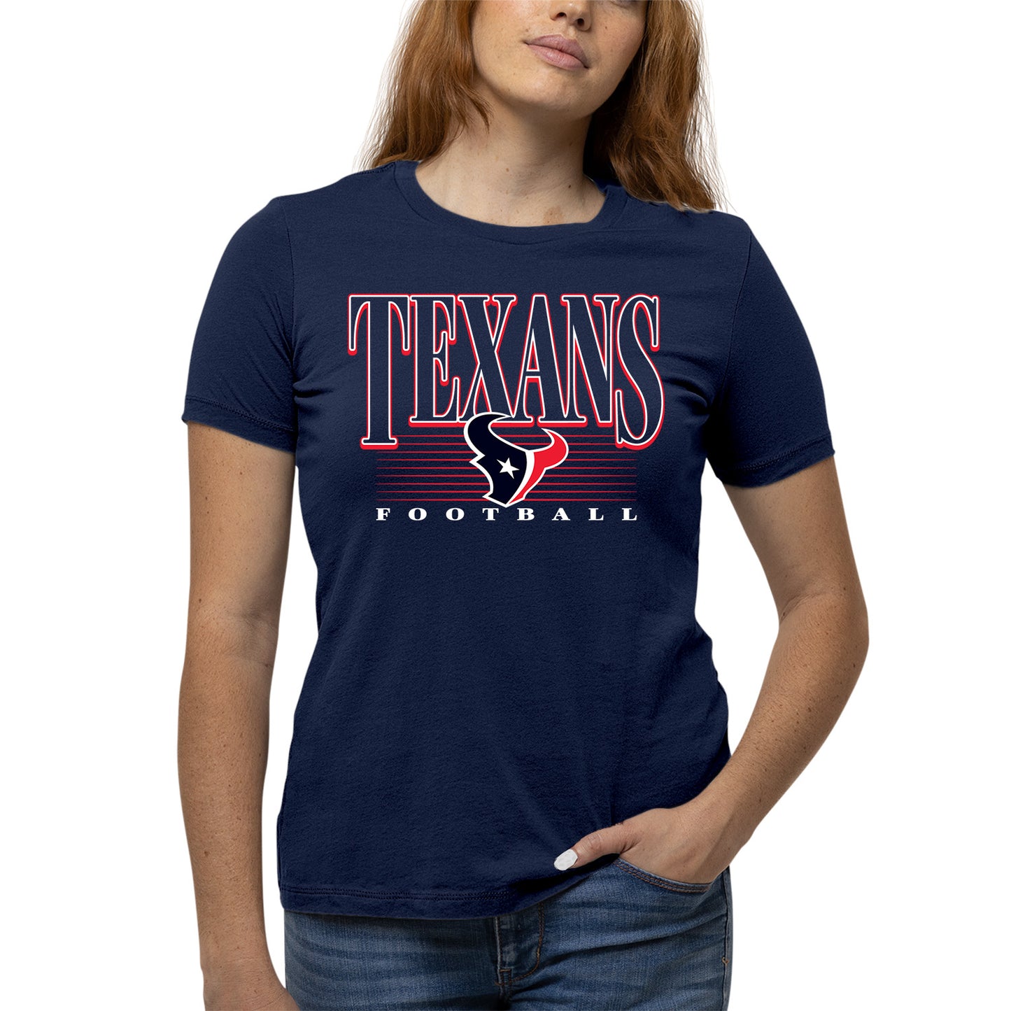 Houston Texans NFL Womens Overtime Blueprint Tag-Less T-Shirt - Navy