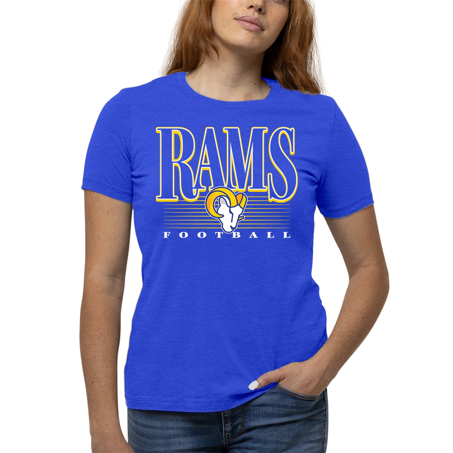 Los Angeles Rams NFL Womens Overtime Blueprint Tag-Less T-Shirt - Royal