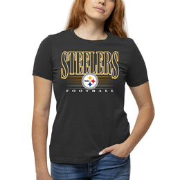 Pittsburgh Steelers NFL Womens Overtime Blueprint Tag-Less T-Shirt - Black