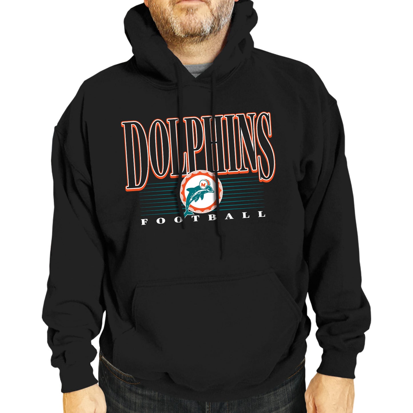 Miami Dolphins NFL Adult Unisex Overtime Blueprint Soft Fleece Hooded Sweatshirt - Black