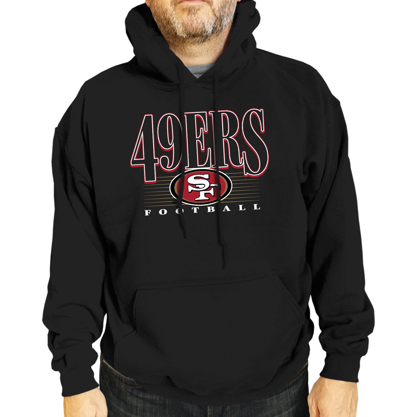 San Francisco 49ers NFL Adult Unisex Overtime Blueprint Soft Fleece Hooded Sweatshirt - Black