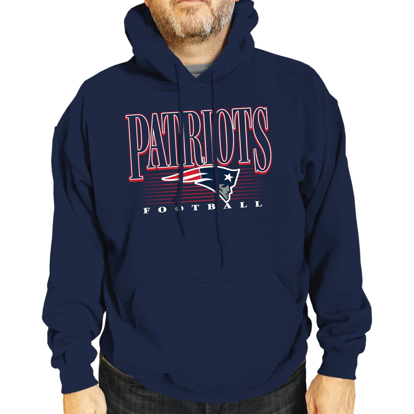 New England Patriots NFL Adult Unisex Overtime Blueprint Soft Fleece Hooded Sweatshirt - Navy