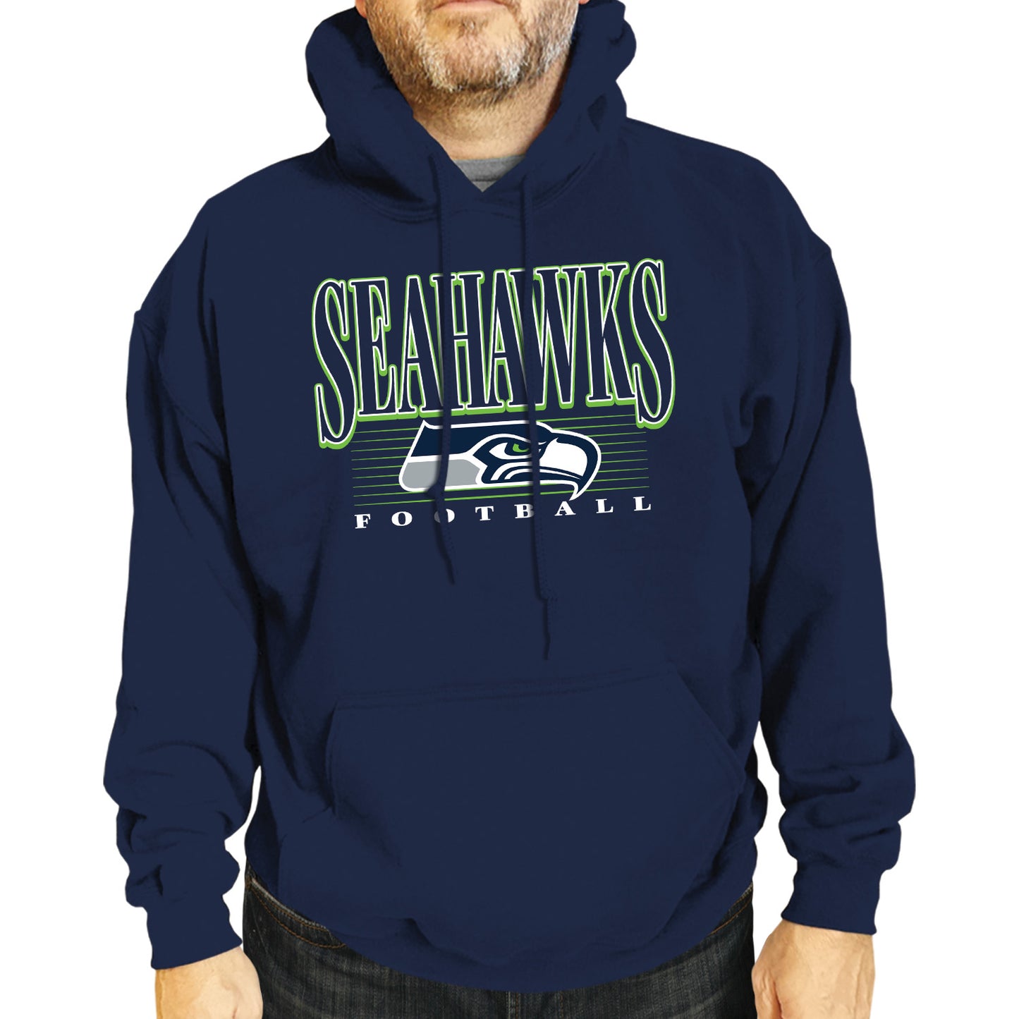 Seattle Seahawks NFL Adult Unisex Overtime Blueprint Soft Fleece Hooded Sweatshirt - Navy