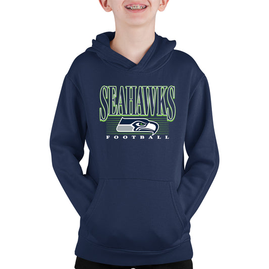 Seattle Seahawks NFL Youth Overtime Blueprint Football Fleece Hooded Sweatshirt - Navy