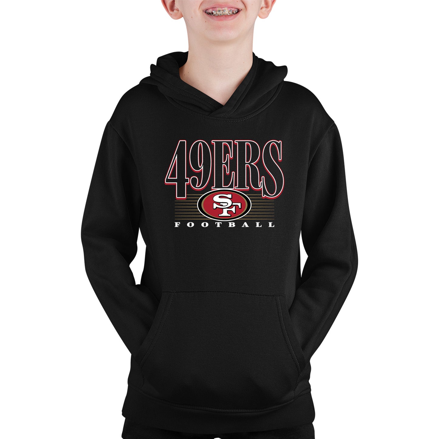 San Francisco 49ers NFL Youth Overtime Blueprint Football Fleece Hooded Sweatshirt - Black