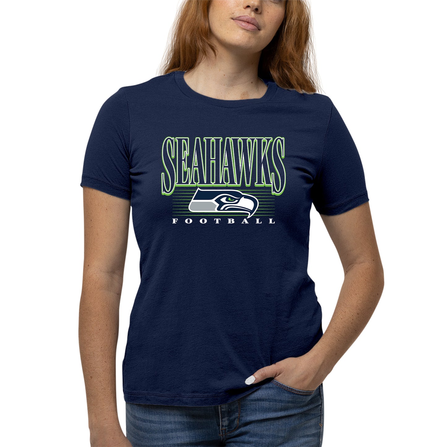 Seattle Seahawks NFL Womens Overtime Blueprint Tag-Less T-Shirt - Navy