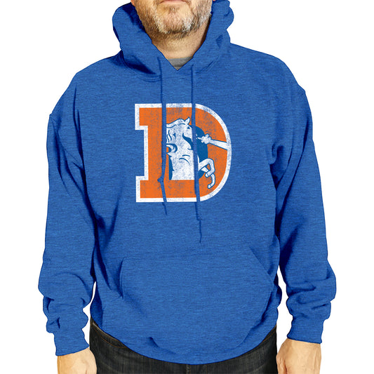 Denver Broncos NFL Adult Unisex Modern Throwback Ultra Soft Fleece Hooded Sweatshirt - Royal