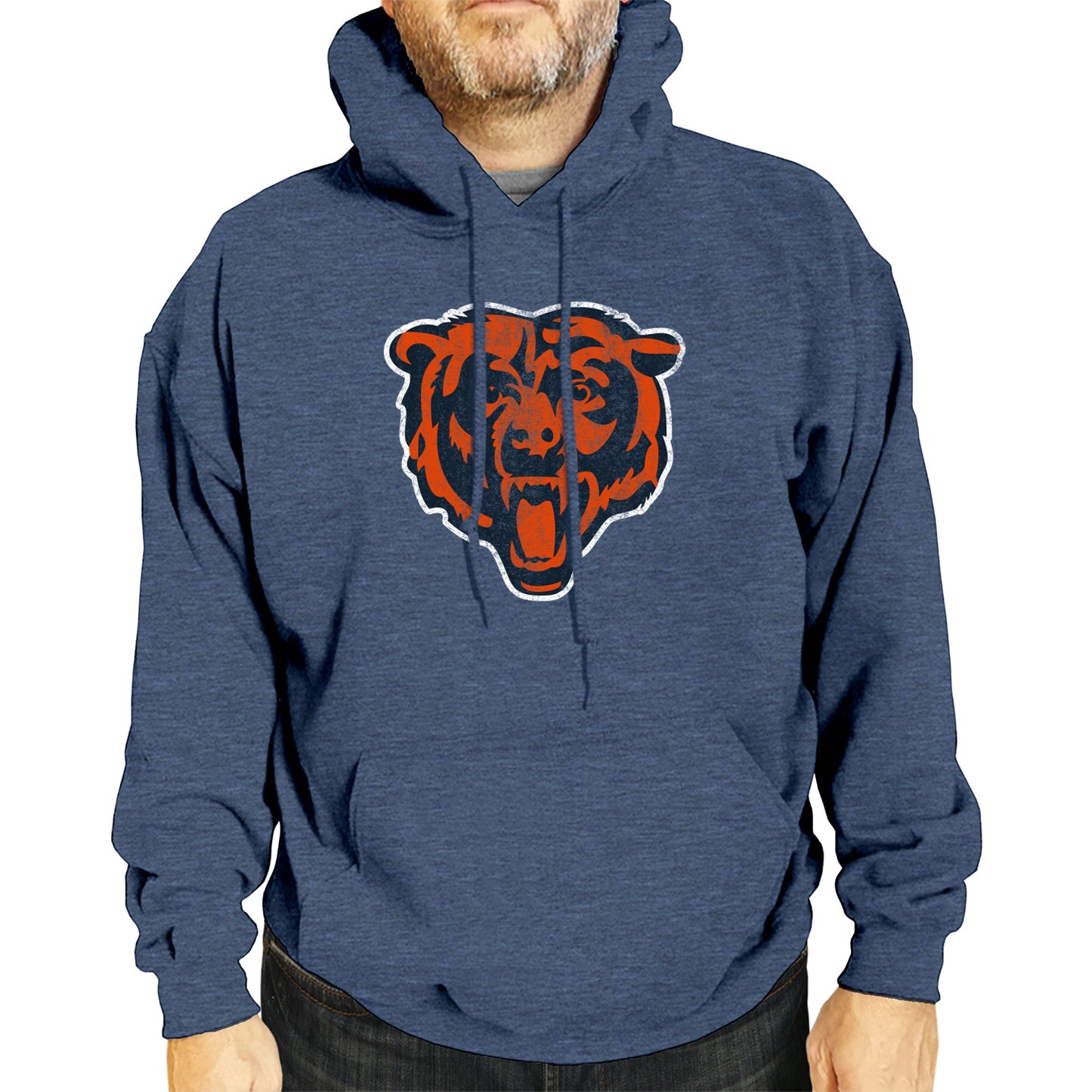 Chicago Bears NFL Adult Unisex Modern Throwback Ultra Soft Fleece Hooded Sweatshirt - Indigo/Navy