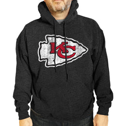 Kansas City Chiefs NFL Adult Unisex Modern Throwback Ultra Soft Fleece Hooded Sweatshirt - Black Heather