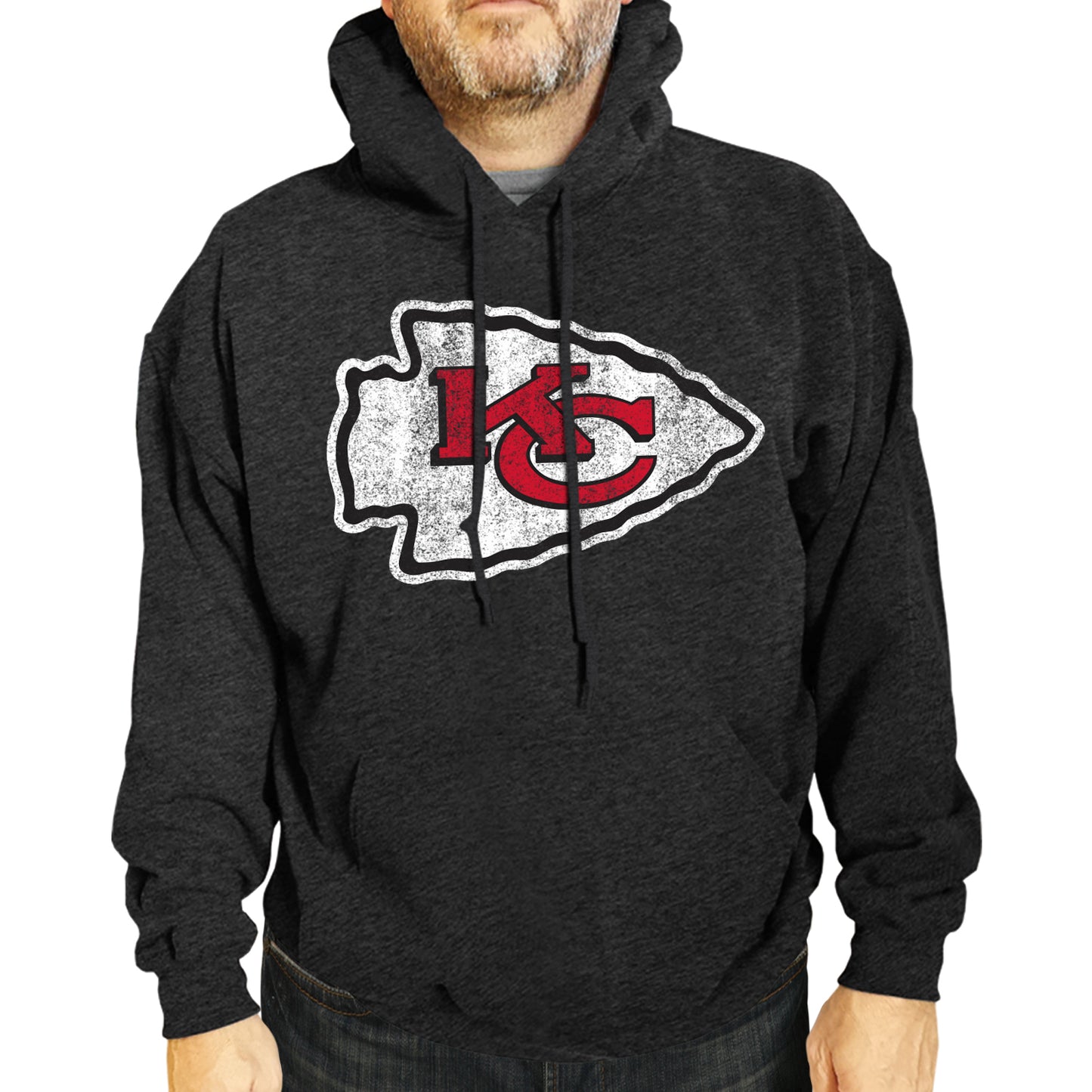 Kansas City Chiefs NFL Adult Unisex Modern Throwback Ultra Soft Fleece Hooded Sweatshirt - Black Heather