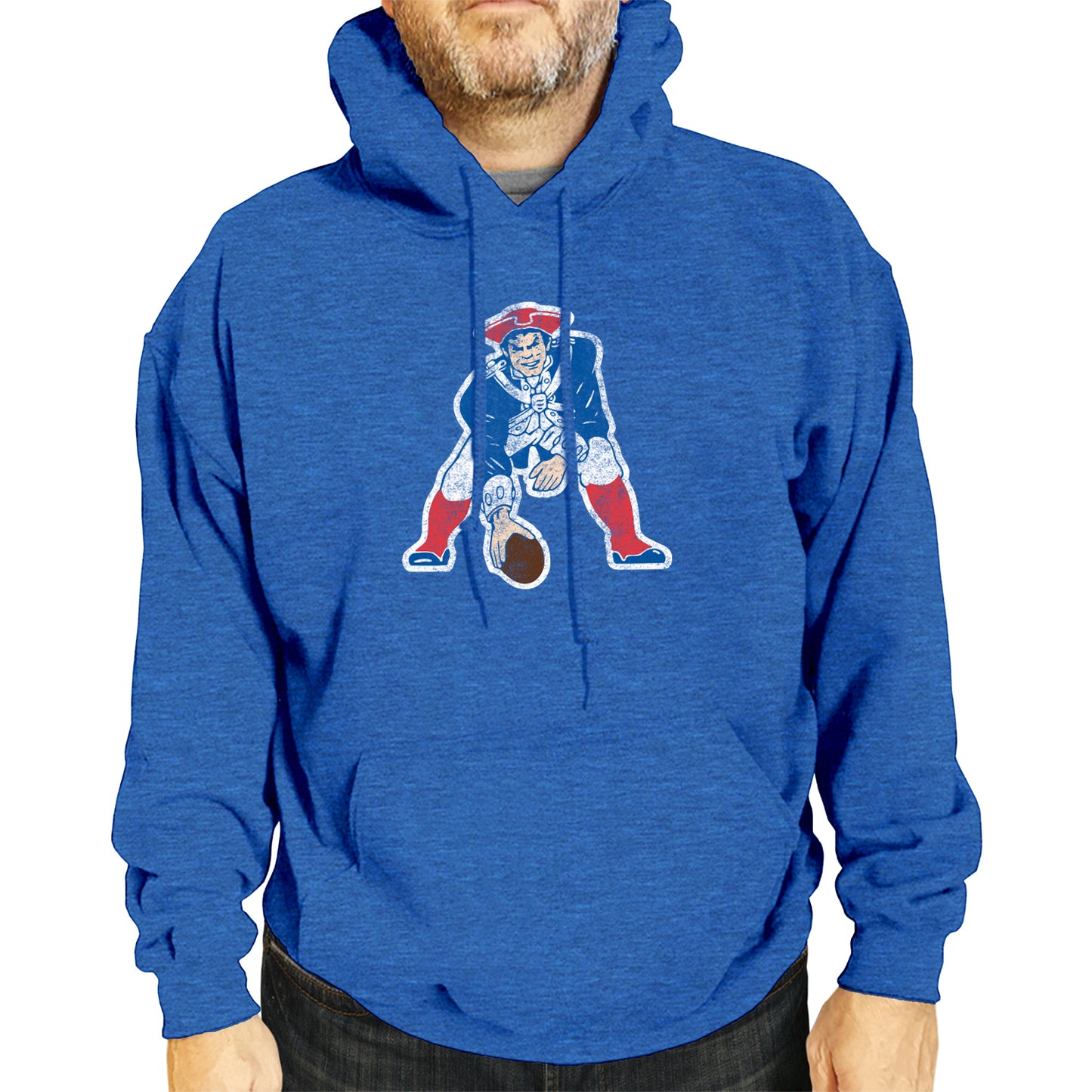 New England Patriots NFL Adult Unisex Modern Throwback Ultra Soft Fleece Hooded Sweatshirt - Royal