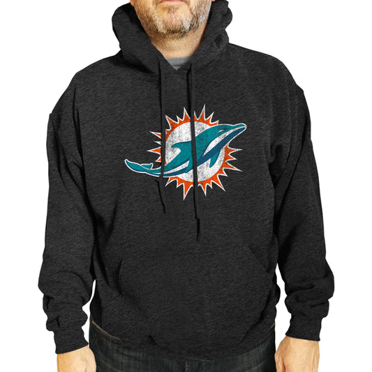 Miami Dolphins NFL Adult Unisex Modern Throwback Ultra Soft Fleece Hooded Sweatshirt - Black