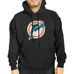 Miami Dolphins NFL Adult Unisex Modern Throwback Ultra Soft Fleece Hooded Sweatshirt - Black Heather