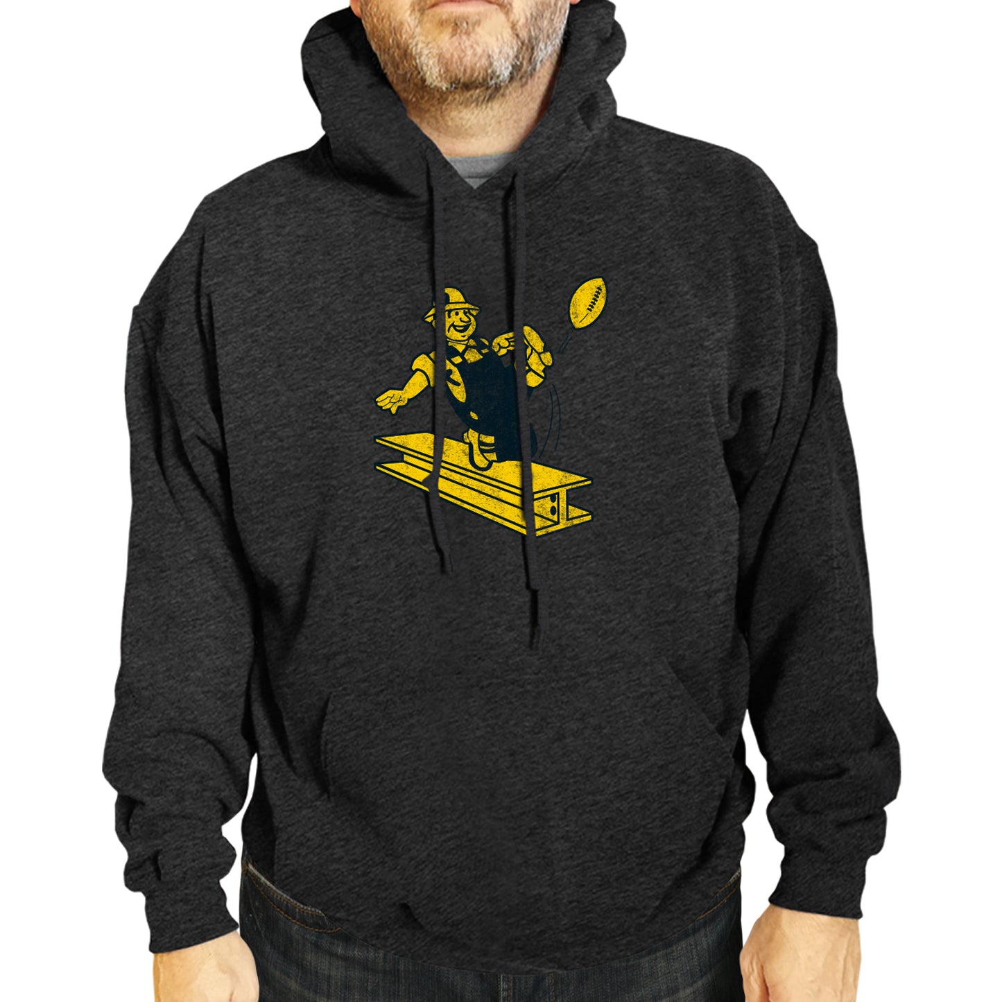 Pittsburgh Steelers NFL Adult Unisex Modern Throwback Ultra Soft Fleece Hooded Sweatshirt - Black Heather