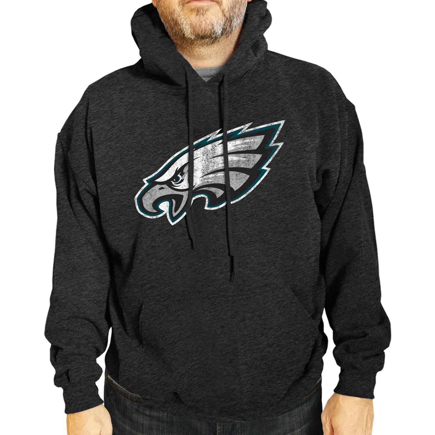 Philadelphia Eagles NFL Adult Unisex Modern Throwback Ultra Soft Fleece Hooded Sweatshirt - Black Heather