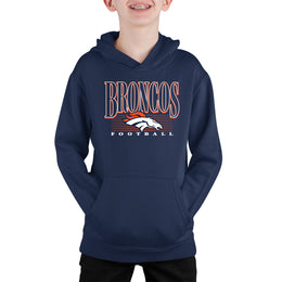 Denver Broncos NFL Youth Overtime Blueprint Football Fleece Hooded Sweatshirt - Navy