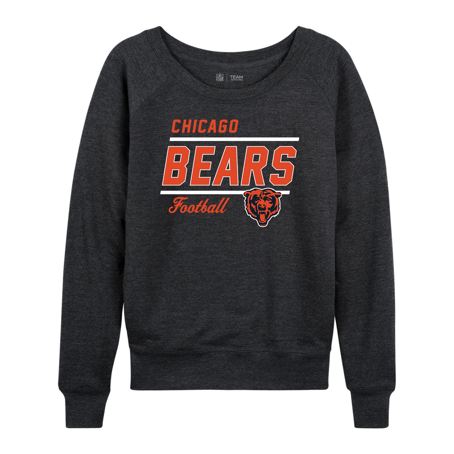 Chicago Bears NFL Womens Crew Neck Light Weight - Heather Charcoal