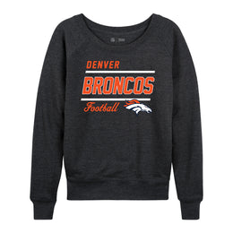 Denver Broncos NFL Womens Crew Neck Light Weight - Heather Charcoal