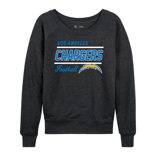 Los Angeles Chargers NFL Womens Crew Neck Light Weight - Heather Charcoal