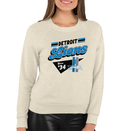 Detroit Lions NFL Womens Groovy Retro Slouchy Crewneck - Off White