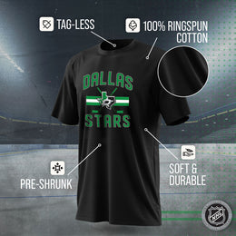 Dallas Stars NHL Adult Face Off Tag-Less T-Shirt - Black