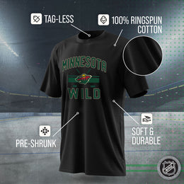 Minnesota Wild NHL Adult Face Off Tag-Less T-Shirt - Black