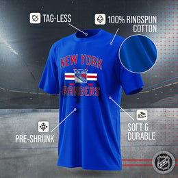 New York Rangers NHL Adult Face Off Tag-Less T-Shirt - Royal