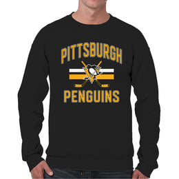Pittsburgh Penguins Adult NHL Face Off Hockey Fleece Crewneck Sweatshirt - Black