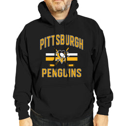 Pittsburgh Penguins Adult NHL Face Off Hockey Fleece Hooded Sweatshirt - Black