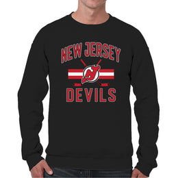 New Jersey Devils Adult NHL Face Off Hockey Fleece Crewneck Sweatshirt - Black