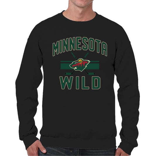 Minnesota Wild Adult NHL Face Off Hockey Fleece Crewneck Sweatshirt - Black