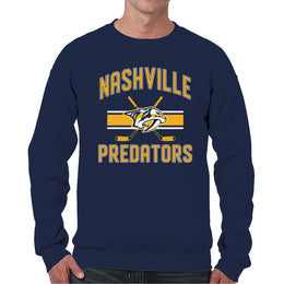 Nashville Predators Adult NHL Face Off Hockey Fleece Crewneck Sweatshirt - Navy