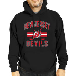 New Jersey Devils Adult NHL Face Off Hockey Fleece Hooded Sweatshirt - Black