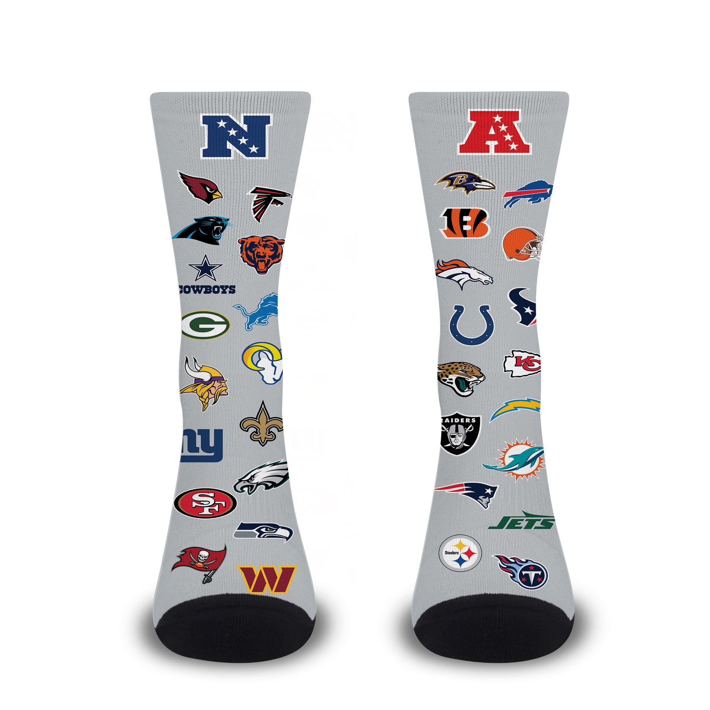 NFL Adult  Ultimate Fan All Over Logo Crew Socks - Gray