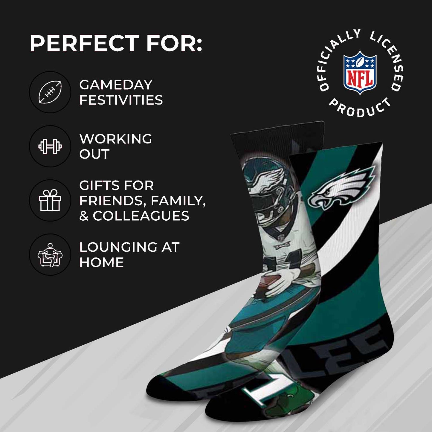 Philadelphia Eagles NFL Youth Player Stripe Sock - Black #11